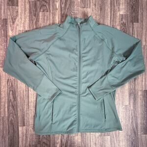 Reebok Full Zip Performance Jacket XXL Green Thumbholes Stretch Pockets